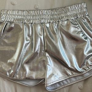 Metallic silver shorts